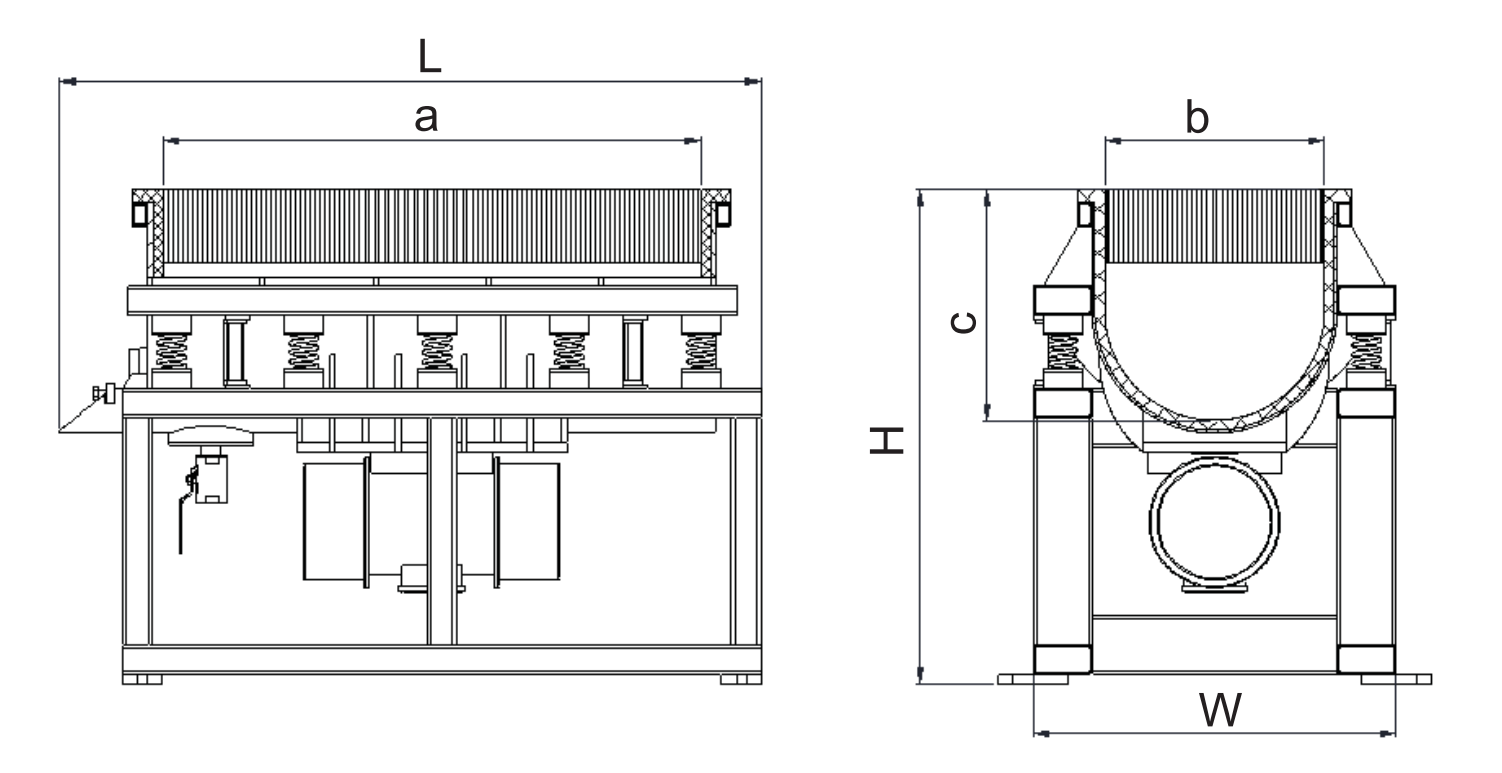 Drawing of C-shaped long groove vibrating finishing machine