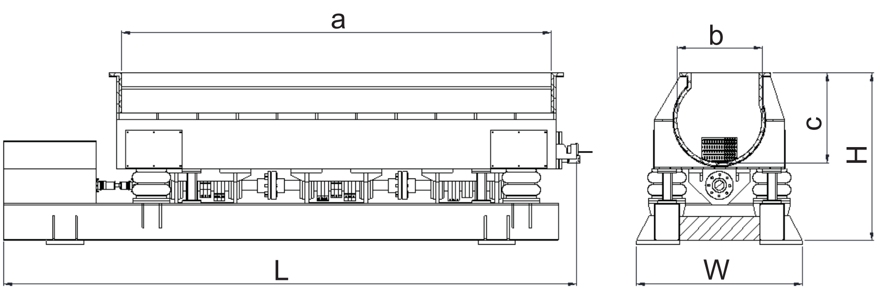 Drawing of B-type long groove vibrating finishing machine